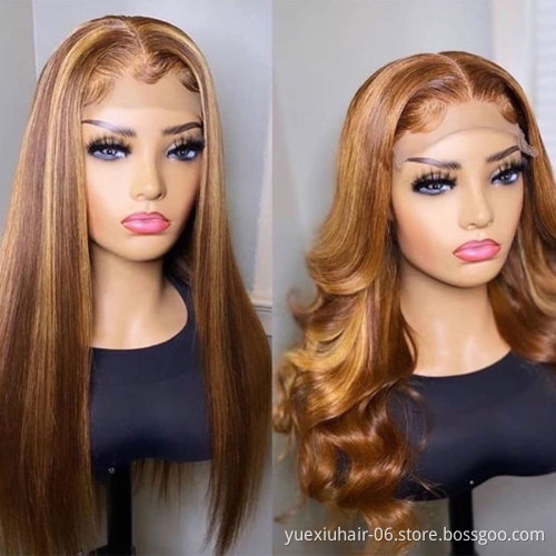 13x6 Hd Transparent medium brown Swisss Lace Frontal 100% raw virgin  remy Human Wig for Black with Baby hair vendor